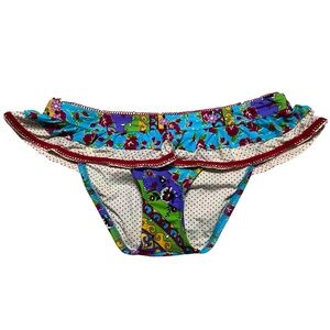 Betsy Johnson Women’s Ruffles Floral/Polka Dot Bikini Bottom Sz.Sm Beach Resort